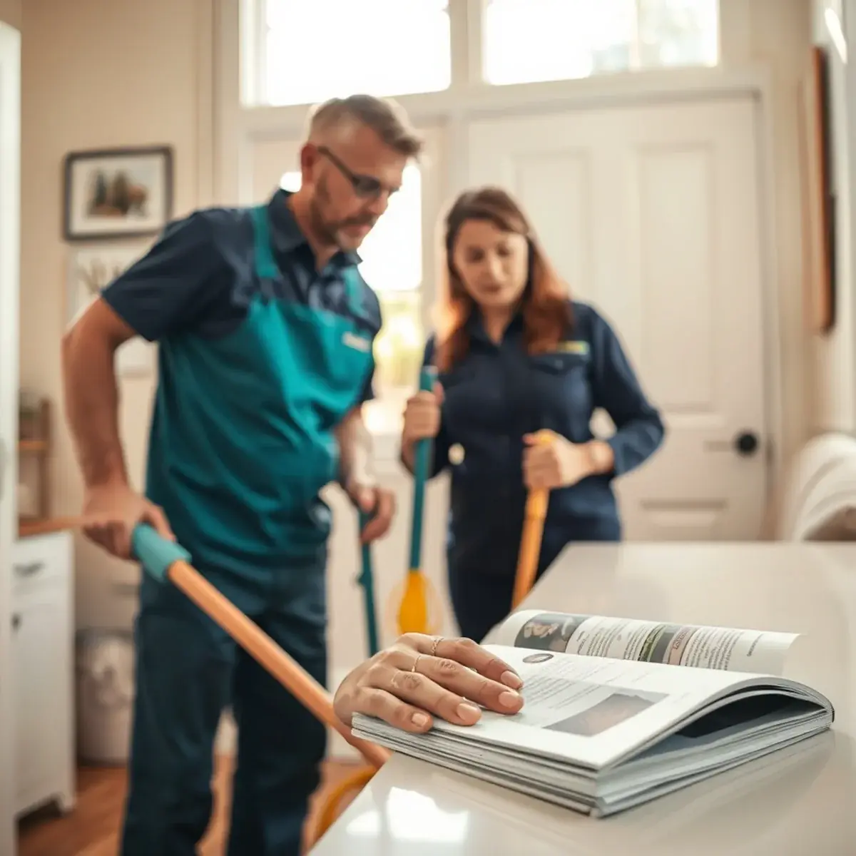 Homeowner showing a cleaner the current condition of a New Jersey home