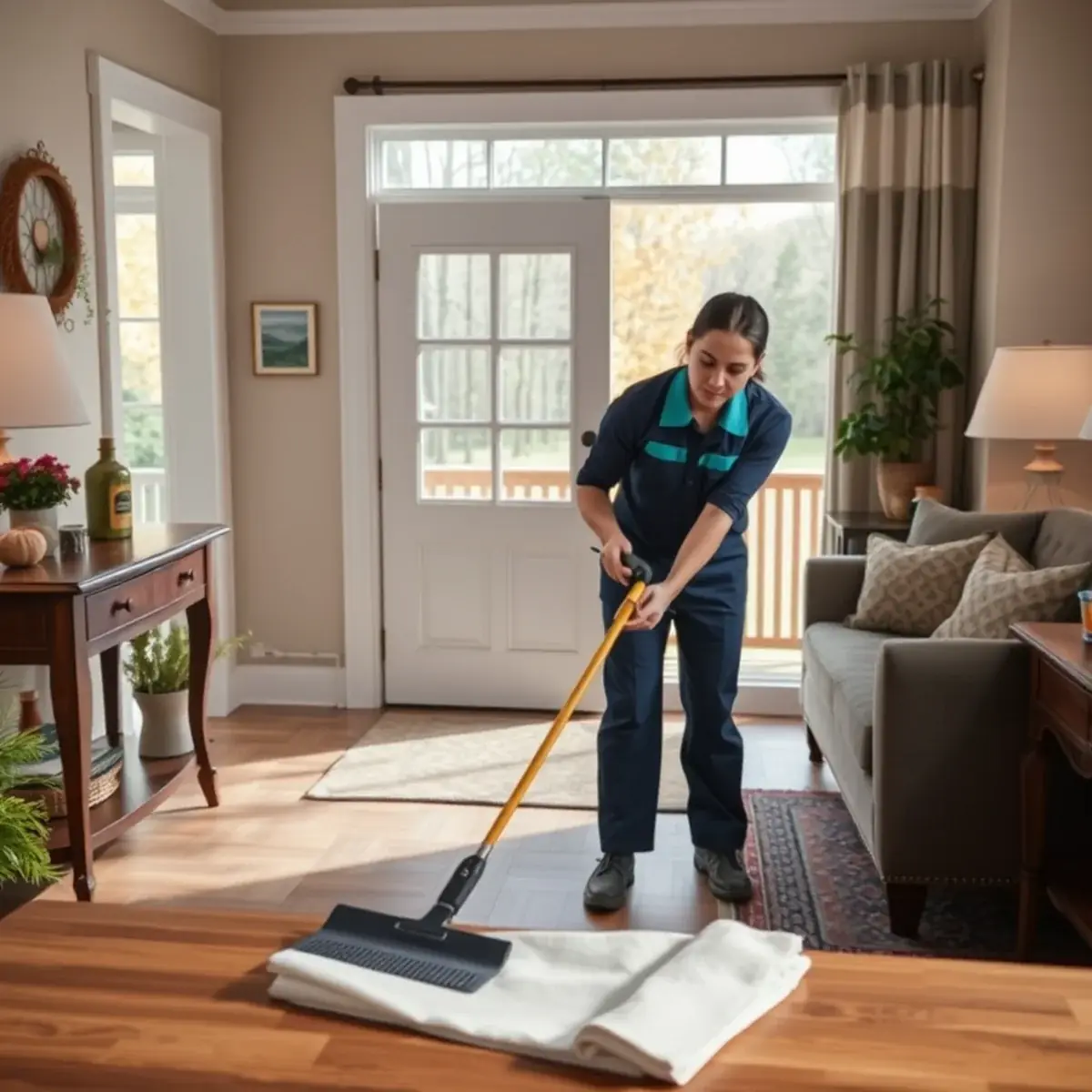 Professional cleaner working inside a Alpha, New Jersey home