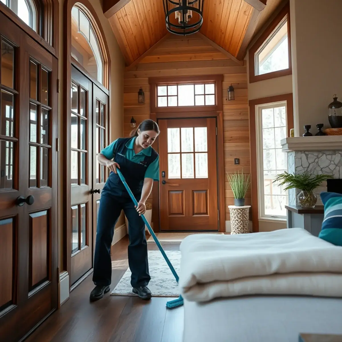 Professional cleaner working inside a Andover, New Jersey home