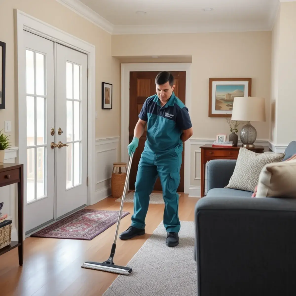 Professional cleaner working inside a Atlantic Highlands, New Jersey home