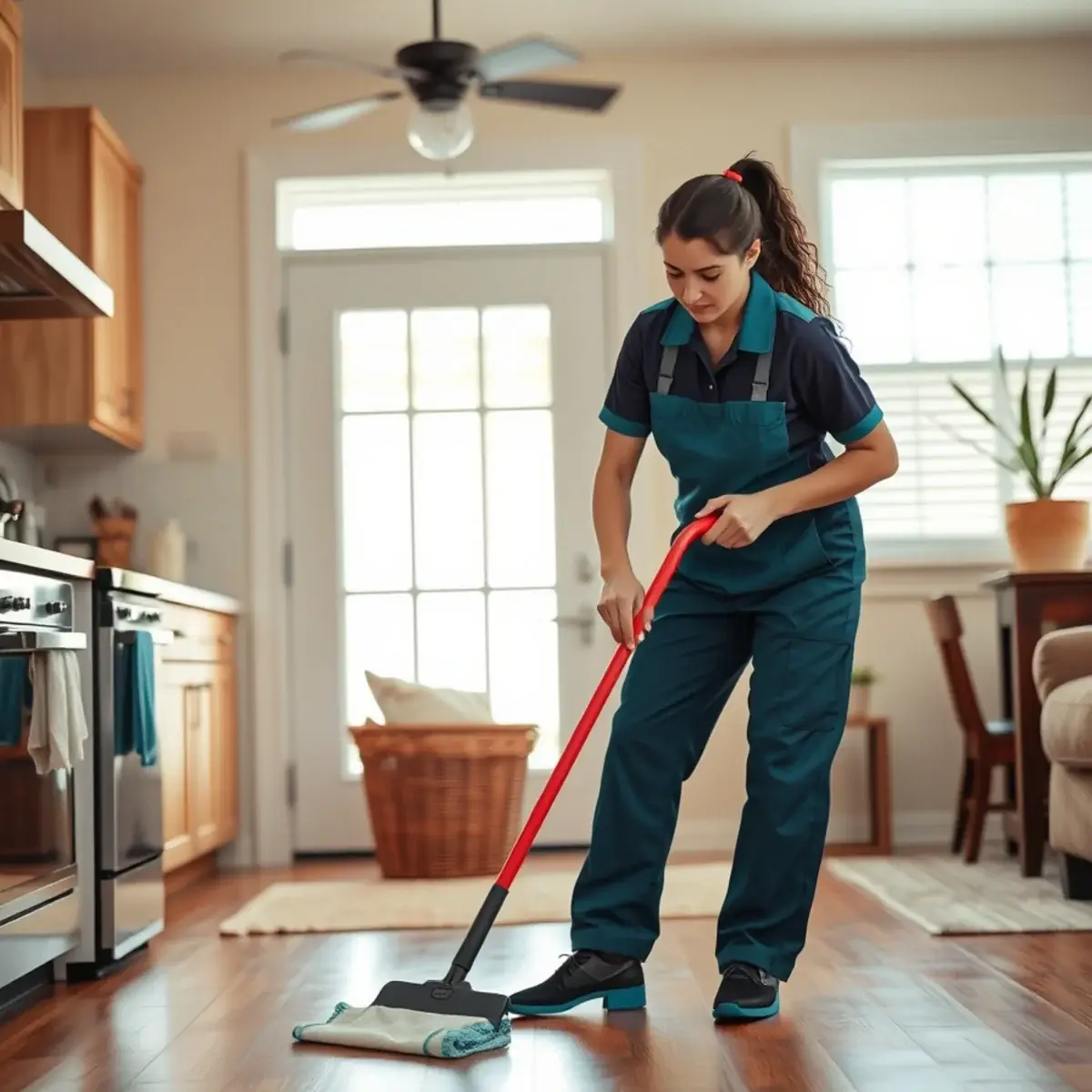 Professional cleaner working inside a Avenel, New Jersey home