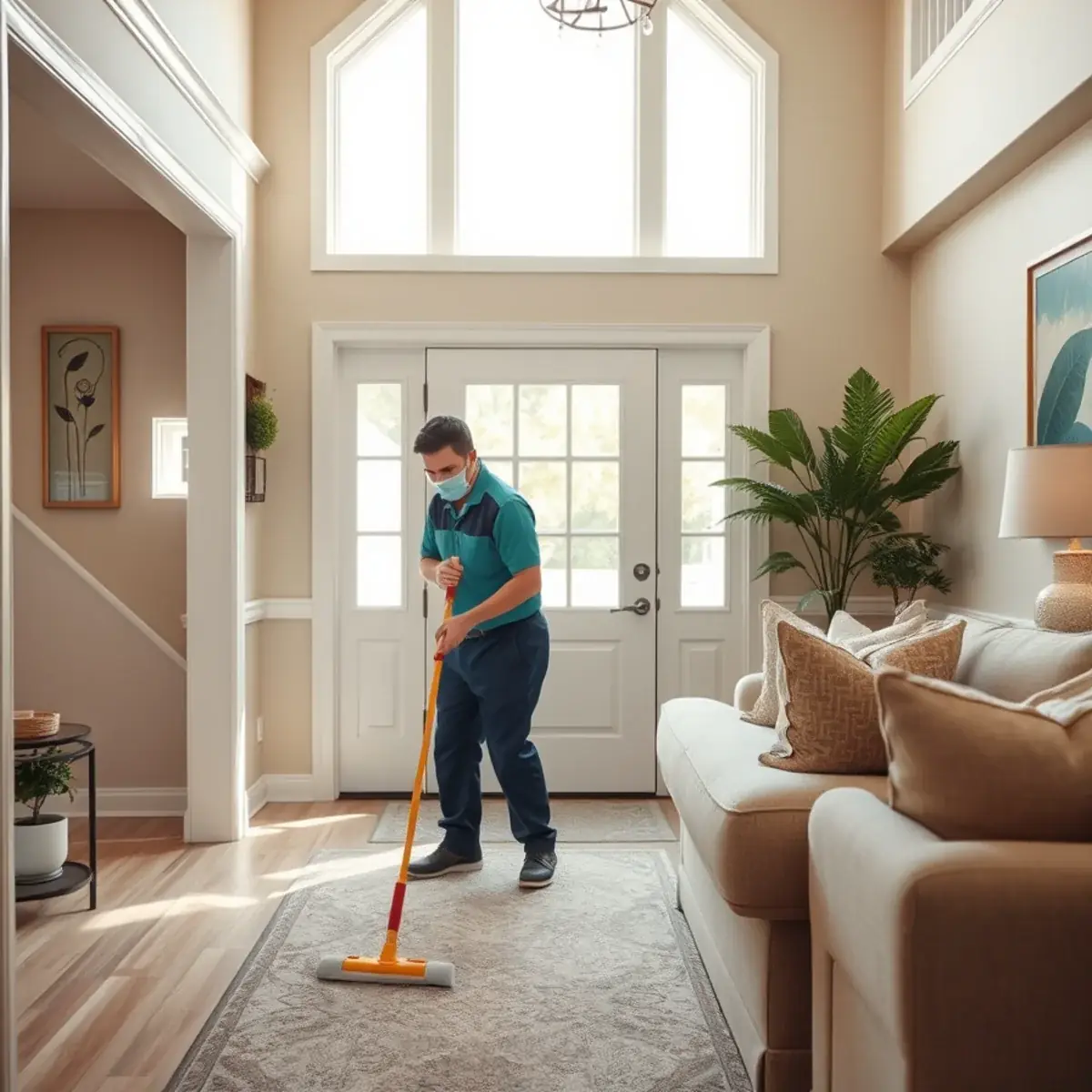 Professional cleaner working inside a Avon-by-the-Sea, New Jersey home