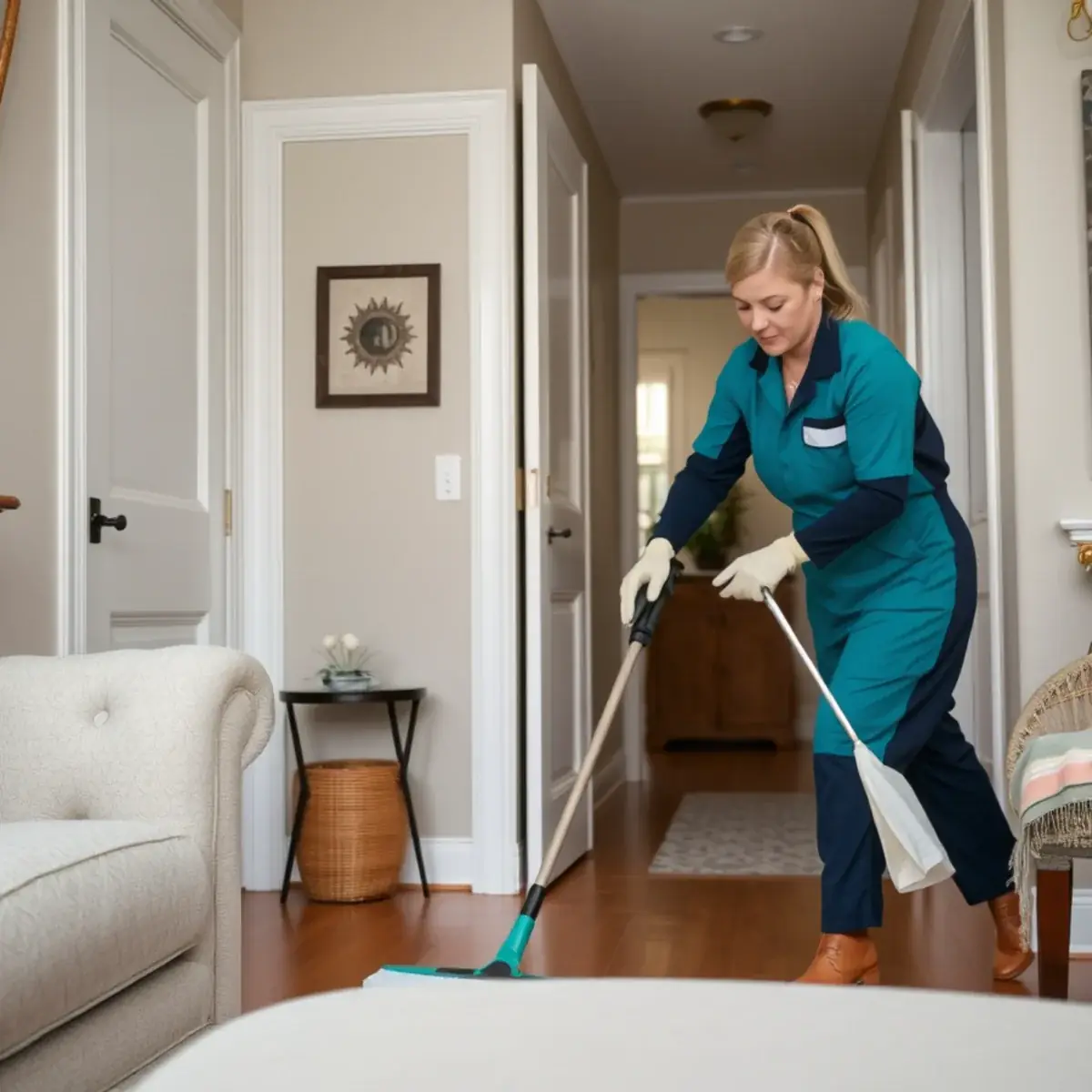 Professional cleaner working inside a Barrington, New Jersey home
