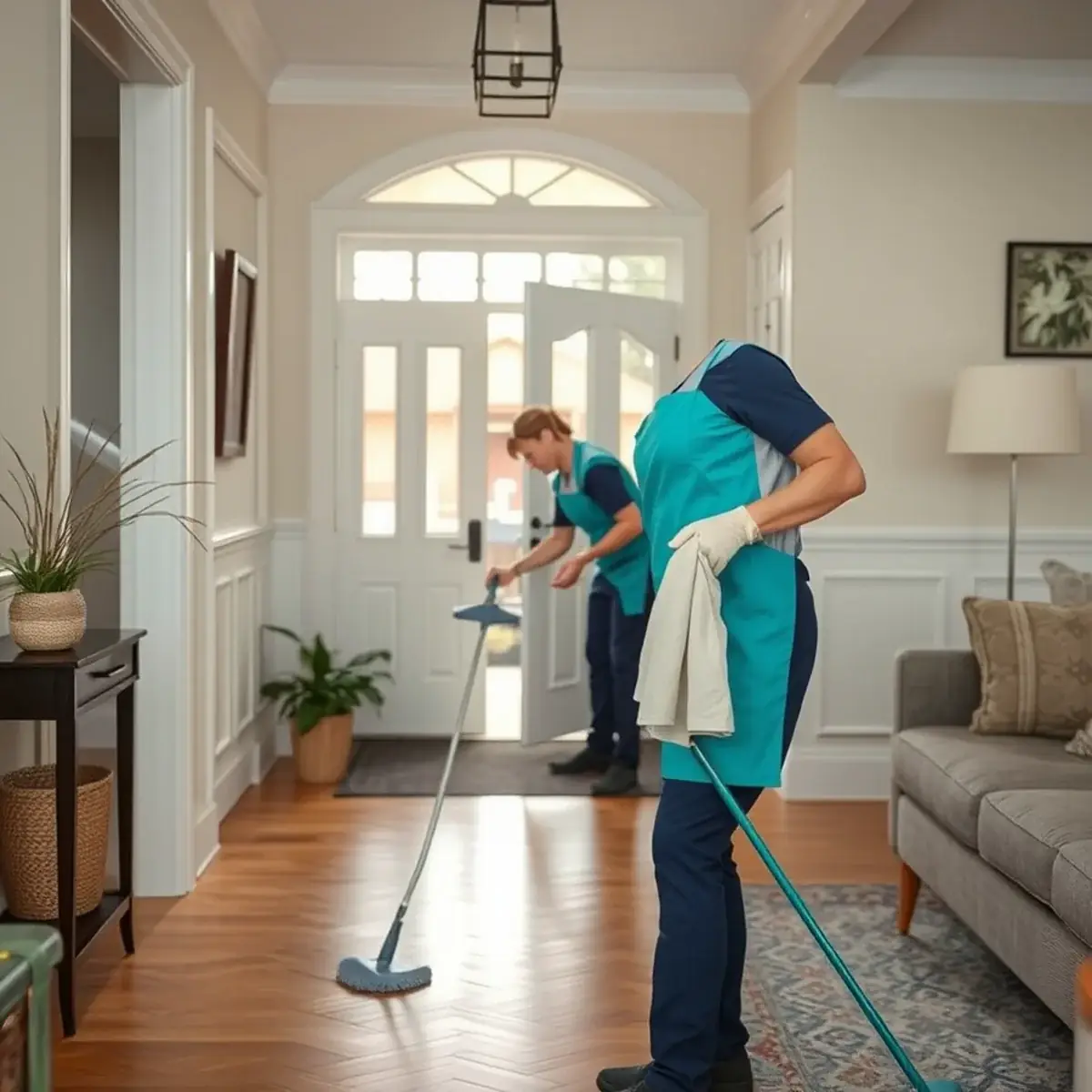 Professional cleaner working inside a Belleville, New Jersey home