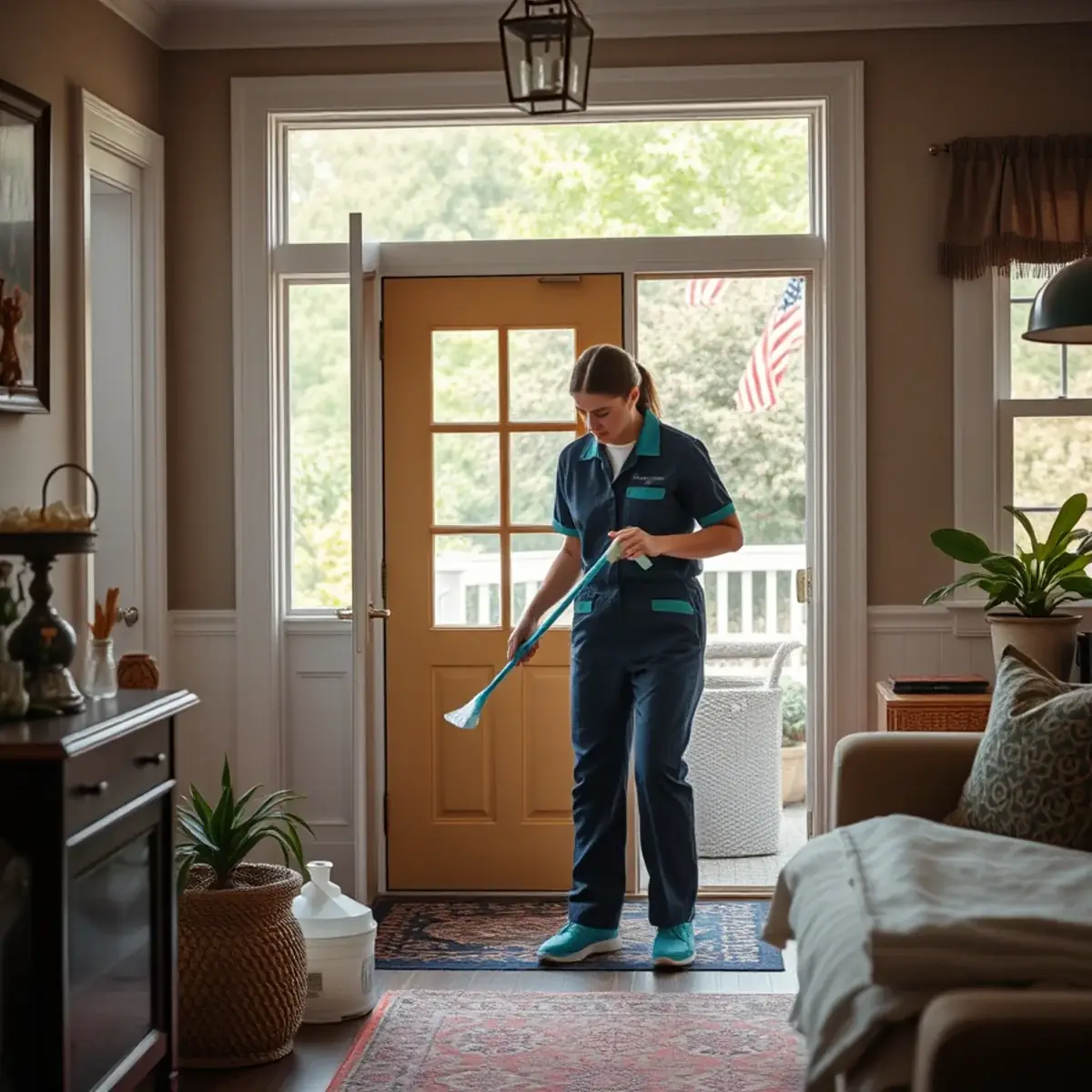 Professional cleaner working inside a Belvidere, New Jersey home