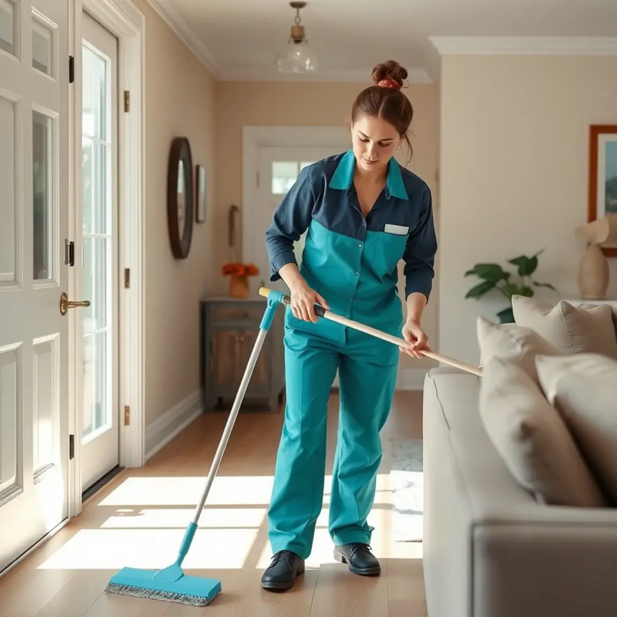 Professional cleaner working inside a Berkeley Township, New Jersey home