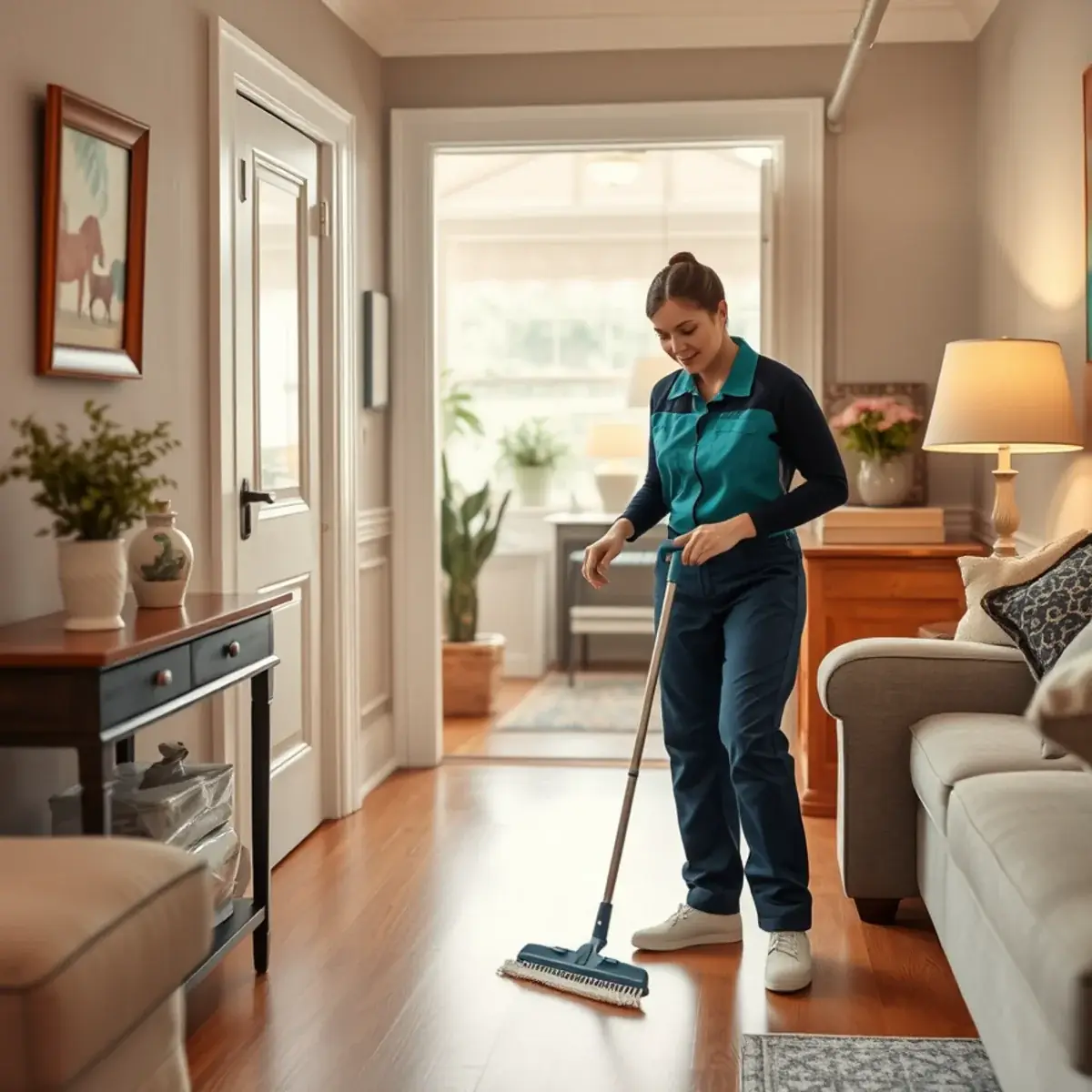 Professional cleaner working inside a Berlin, New Jersey home