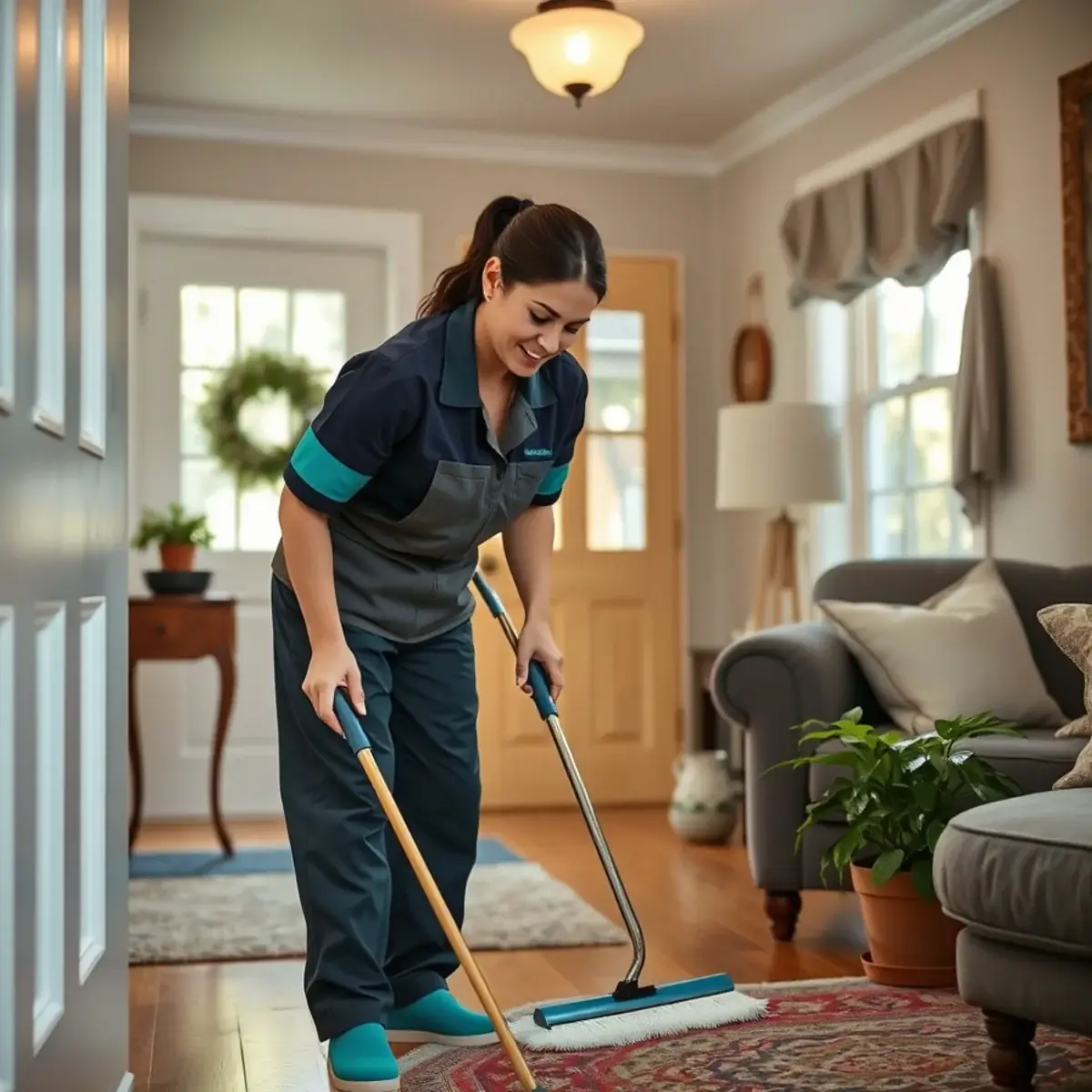 Professional cleaner working inside a Blairstown, New Jersey home