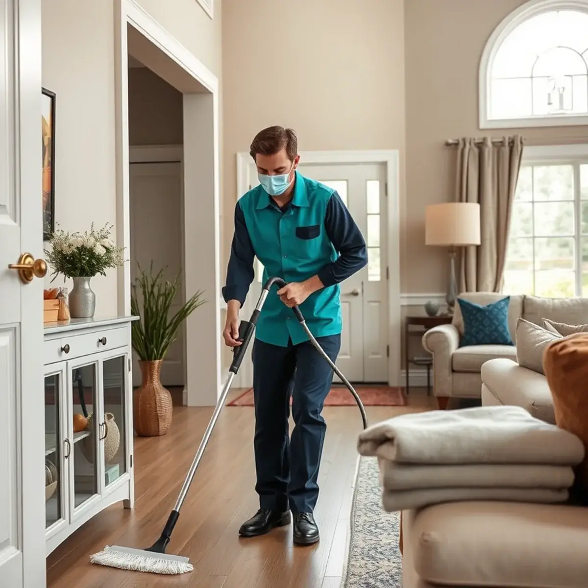 Professional cleaner working inside a Bound Brook, New Jersey home