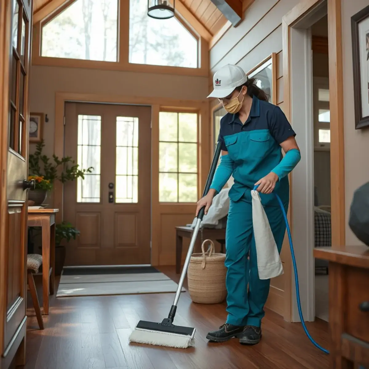 Professional cleaner working inside a Branchville, New Jersey home