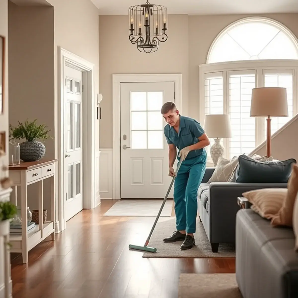 Professional cleaner working inside a Brigantine, New Jersey home