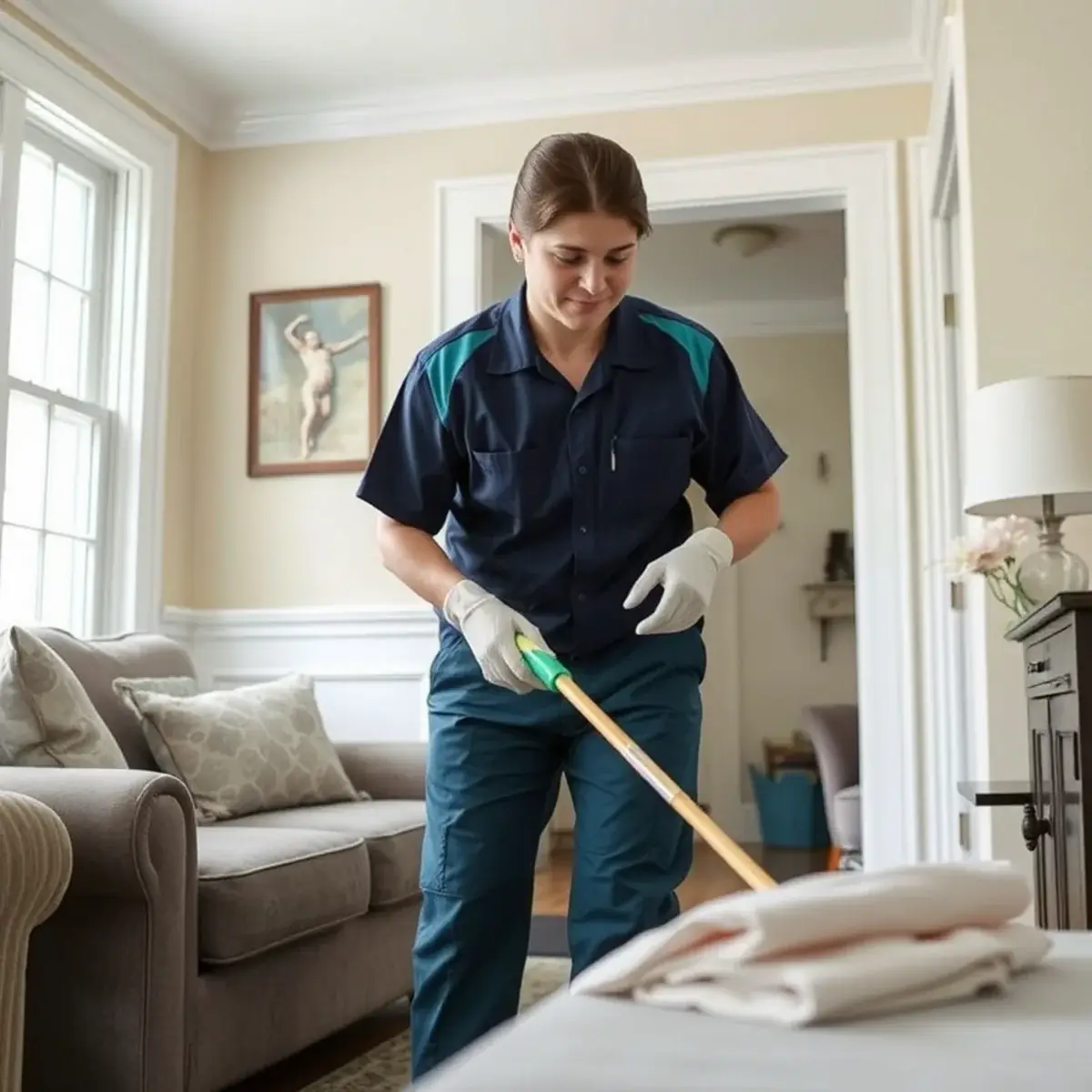 Professional cleaner working inside a Brooklawn, New Jersey home