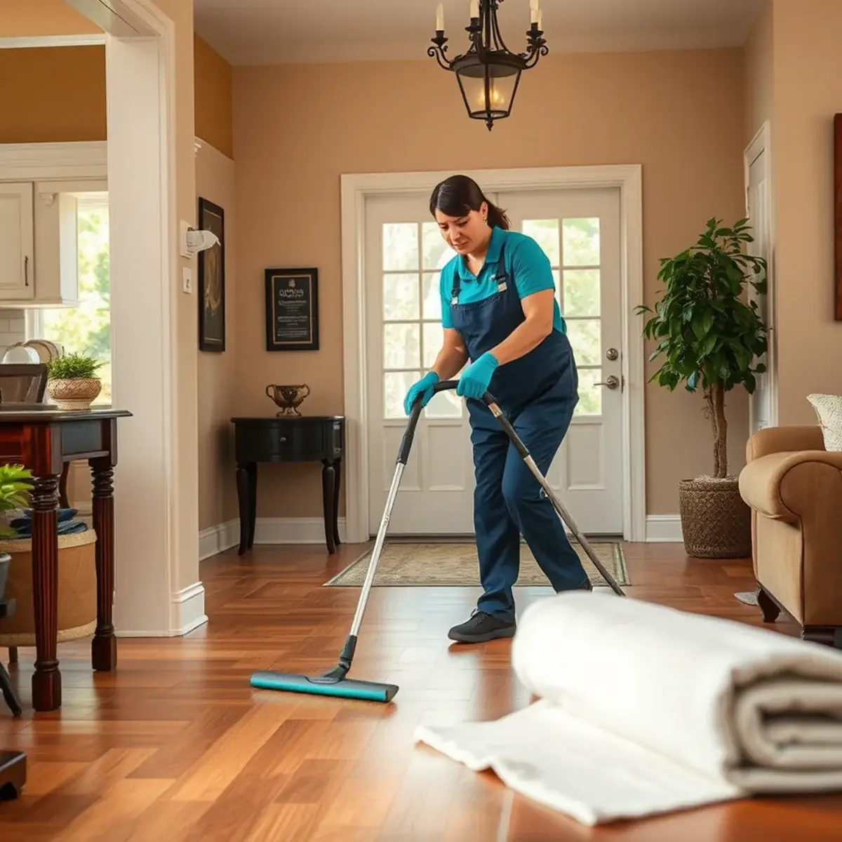 Professional cleaner working inside a Browns Mills, New Jersey home
