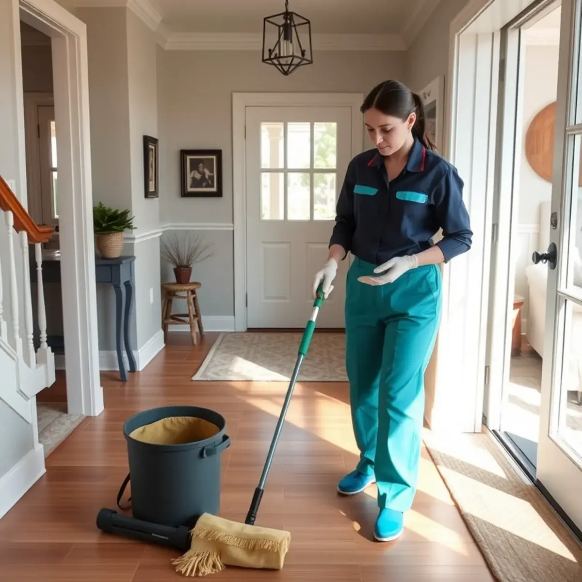 Professional cleaner working inside a Buena, New Jersey home