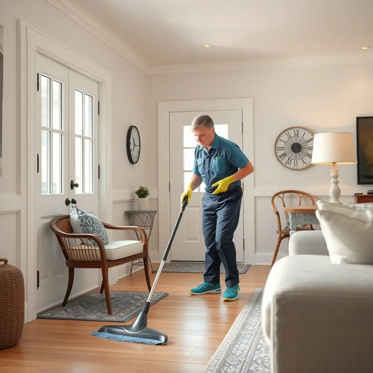 Professional cleaner working inside a Burleigh, New Jersey home