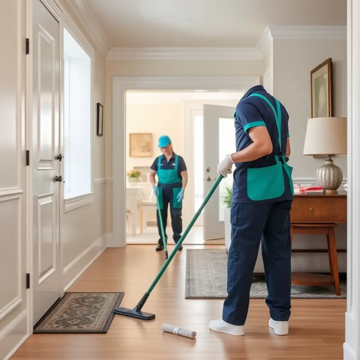 Professional cleaner working inside a Cape May Court House, New Jersey home