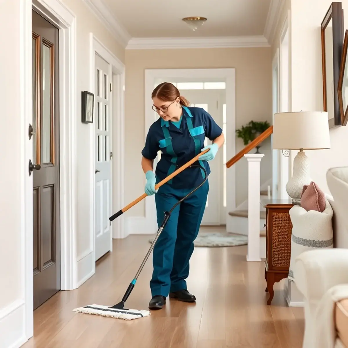 Professional cleaner working inside a Cape May, New Jersey home