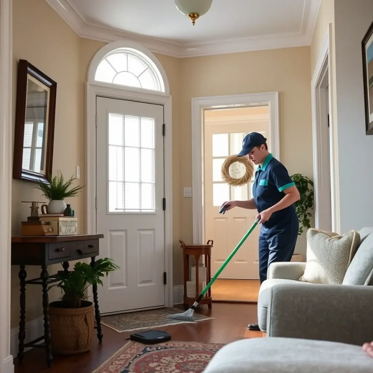 Professional cleaner working inside a Collingswood, New Jersey home