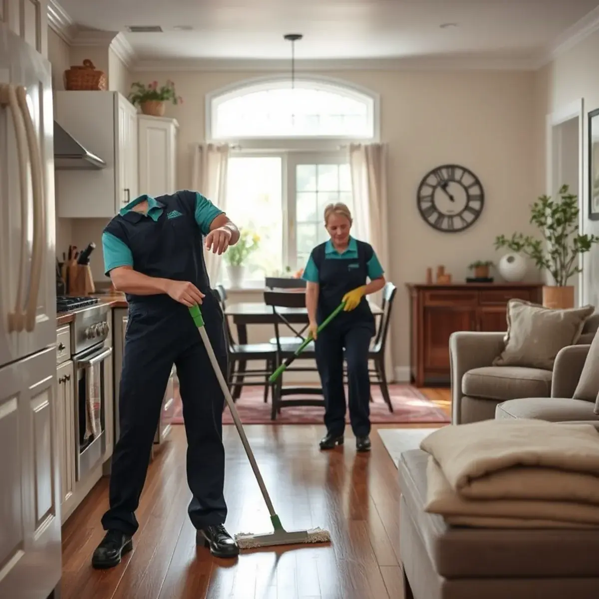 Professional cleaner working inside a Colonia, New Jersey home