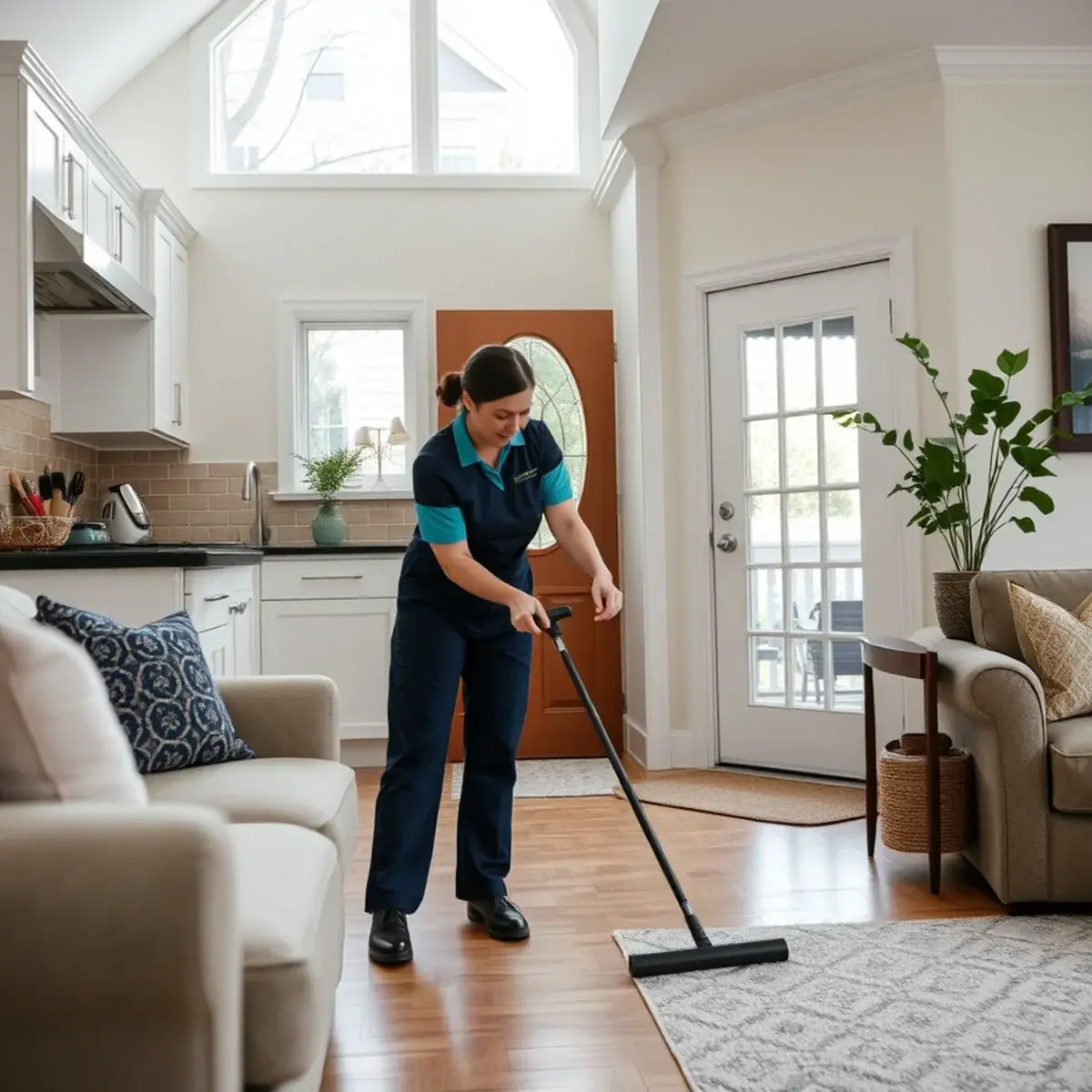 Professional cleaner working inside a Cranford, New Jersey home