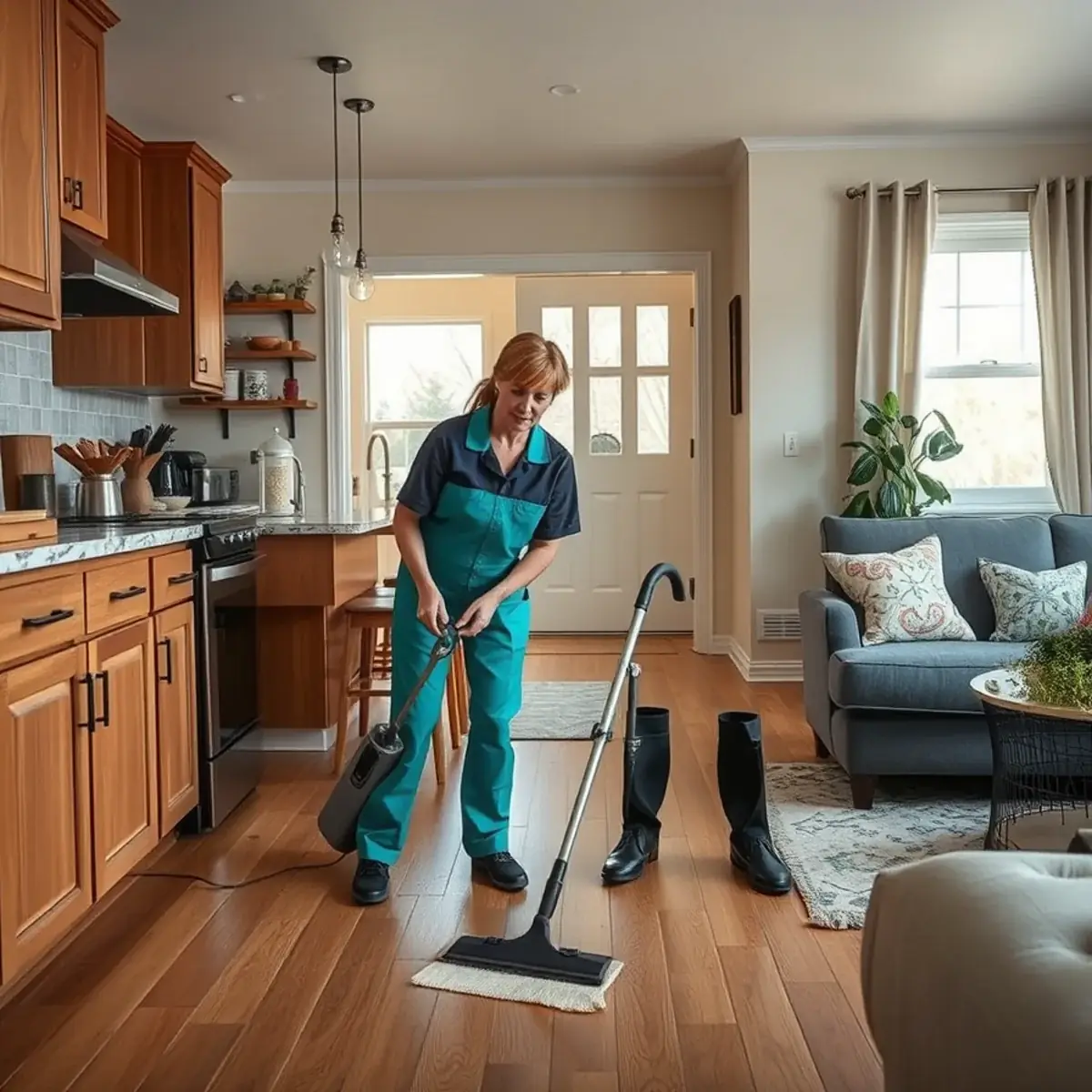 Professional cleaner working inside a Dayton, New Jersey home