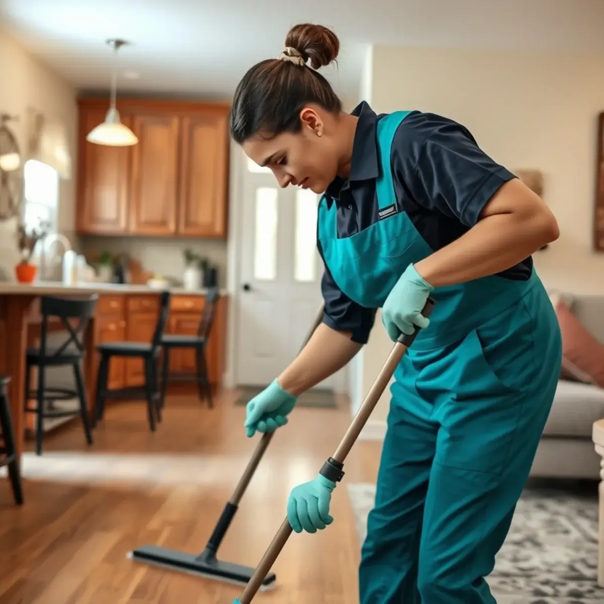 Professional cleaner working inside a Deans, New Jersey home