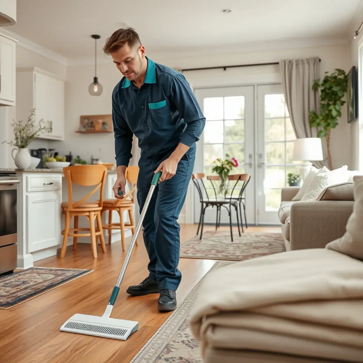 Professional cleaner working inside a Deptford, New Jersey home