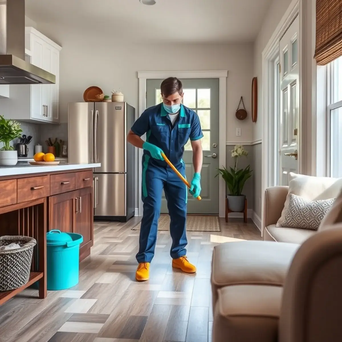 Professional cleaner working inside a Dorchester, New Jersey home