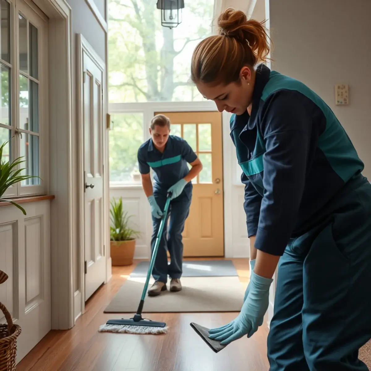 Professional cleaner working inside a Dover, New Jersey home