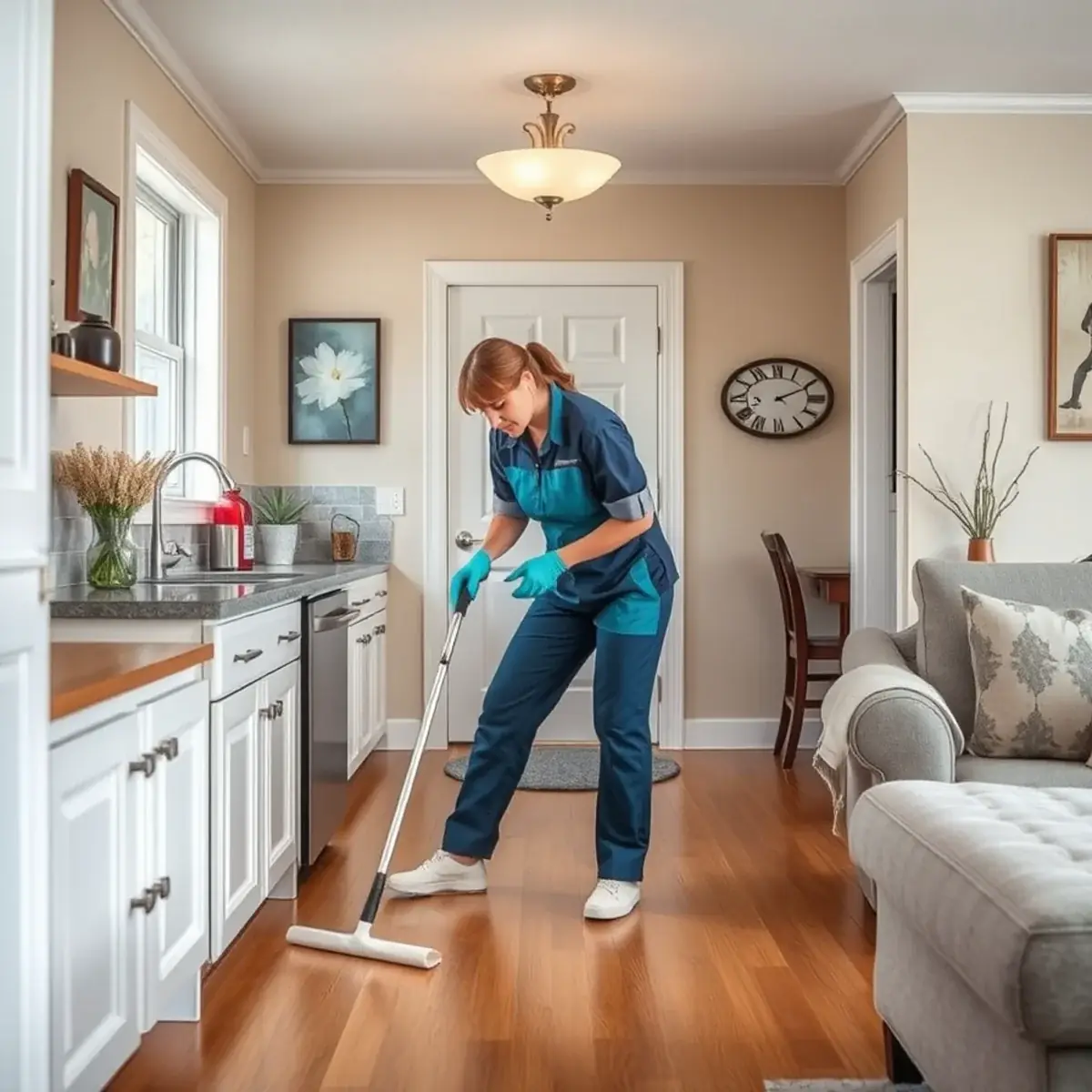 Professional cleaner working inside a Dunellen, New Jersey home