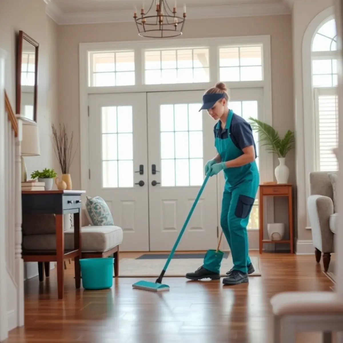 Professional cleaner working inside a Eagleswood, New Jersey home