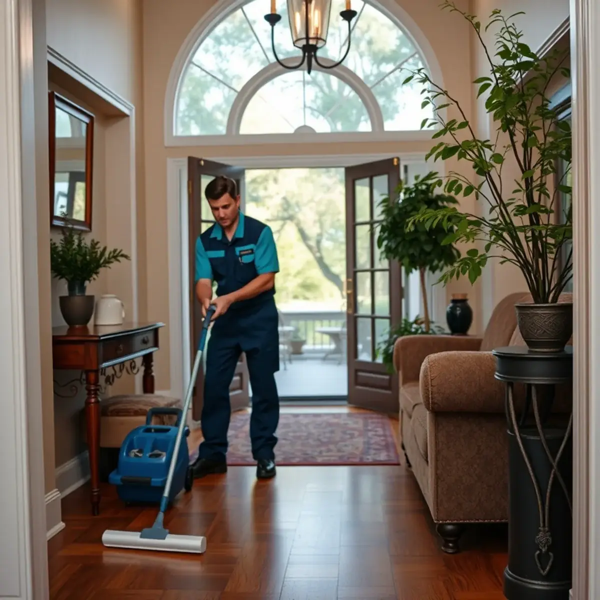 Professional cleaner working inside a Eastampton, New Jersey home
