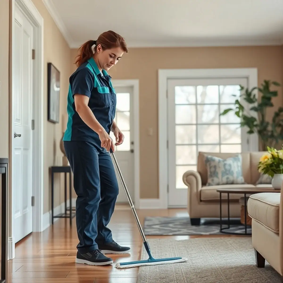 Professional cleaner working inside a Eatontown, New Jersey home