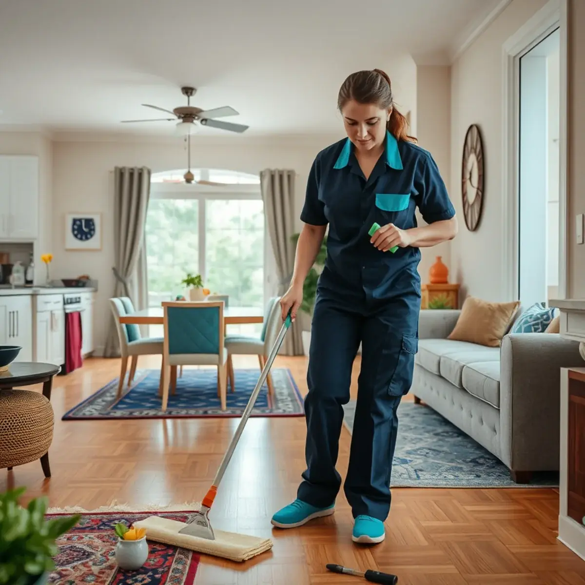 Professional cleaner working inside a Elk, New Jersey home