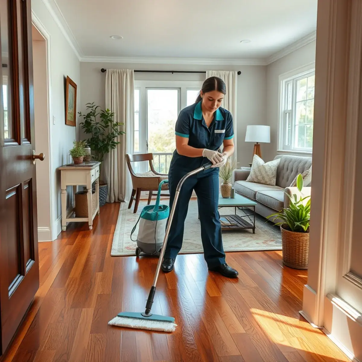 Professional cleaner working inside a Elmwood Park, New Jersey home