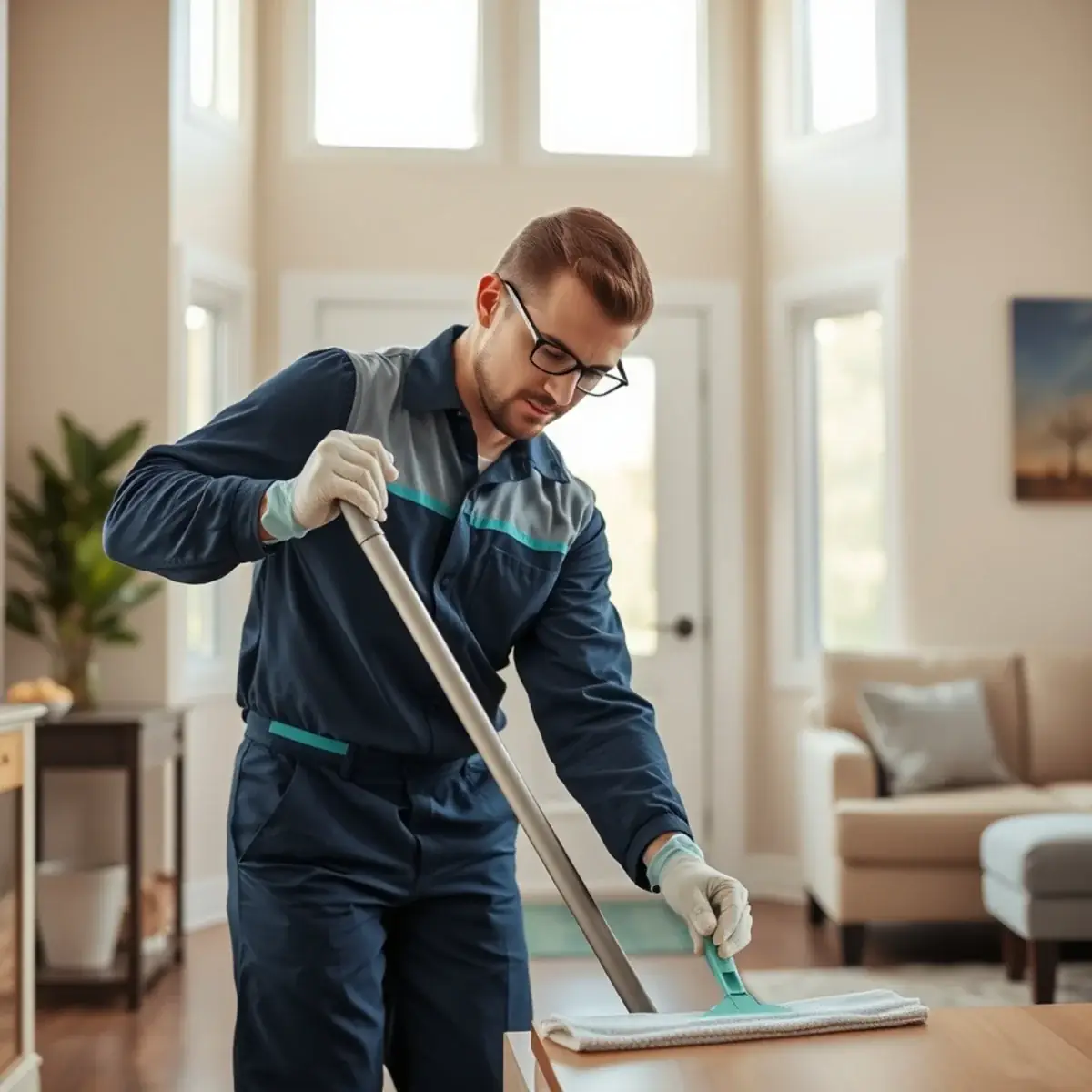 Professional cleaner working inside a Fair Haven, New Jersey home
