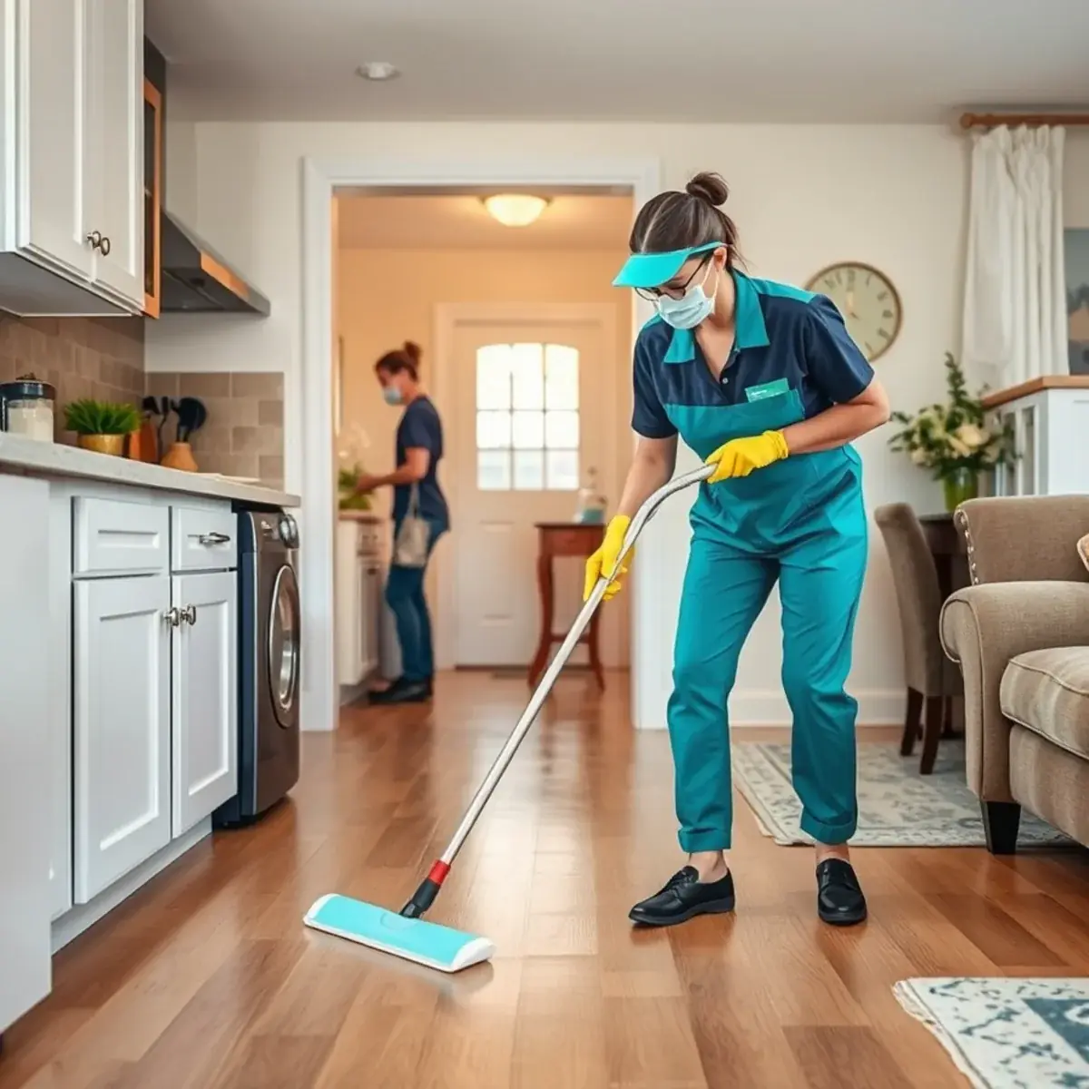 Professional cleaner working inside a Fords, New Jersey home