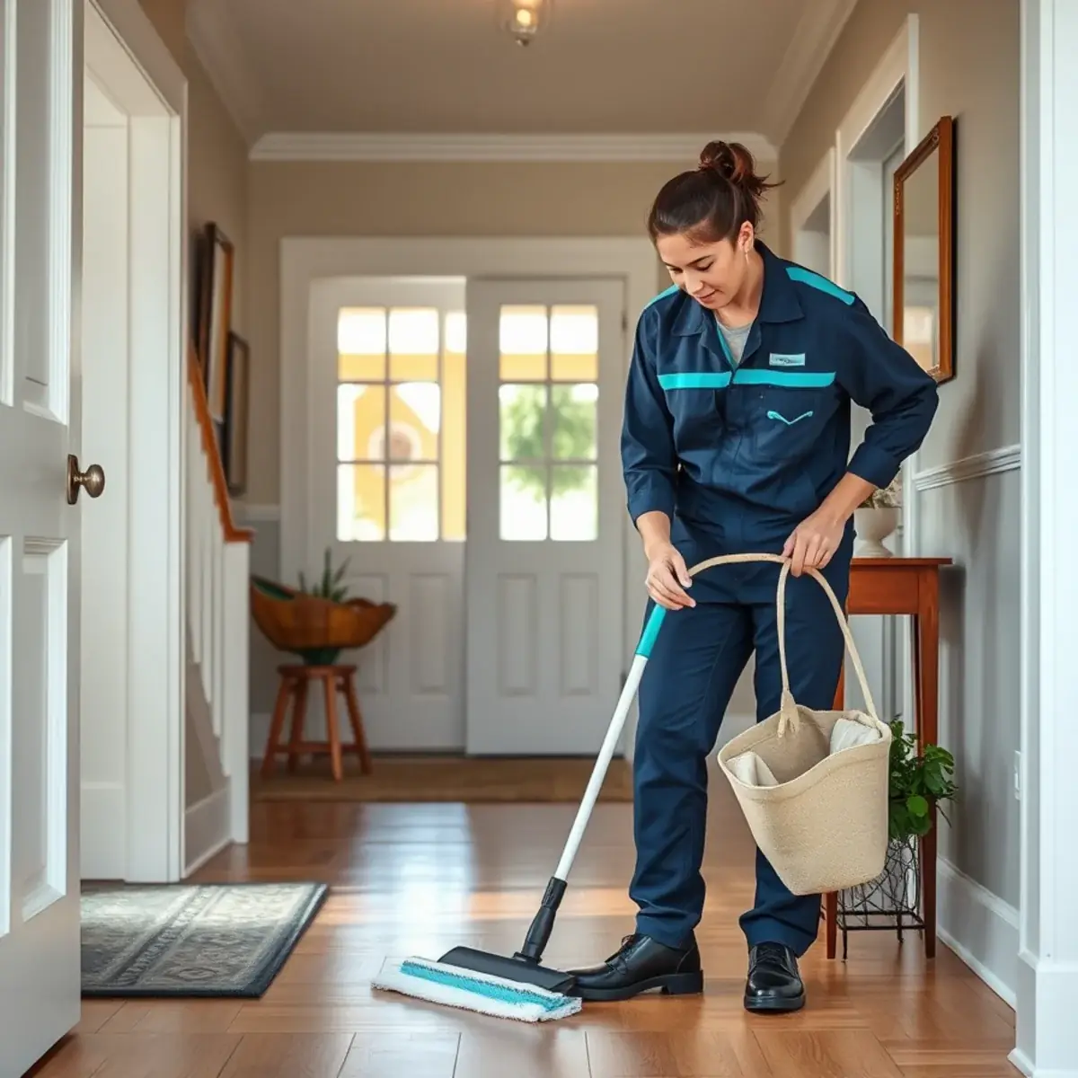 Professional cleaner working inside a Forked River, New Jersey home