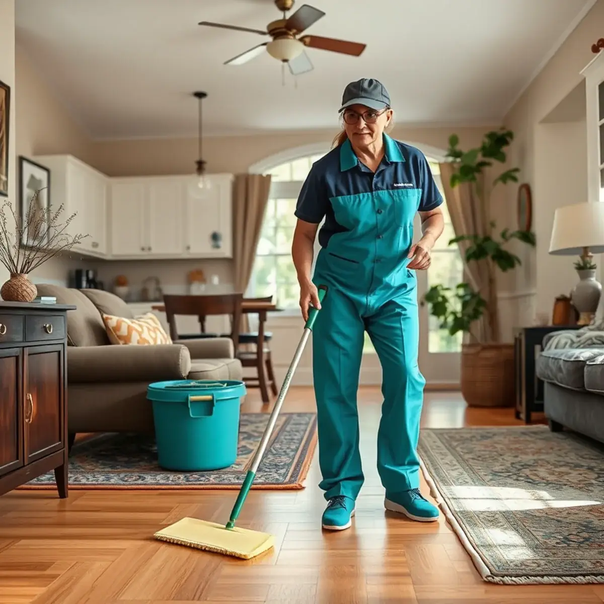 Professional cleaner working inside a Franklinville, New Jersey home