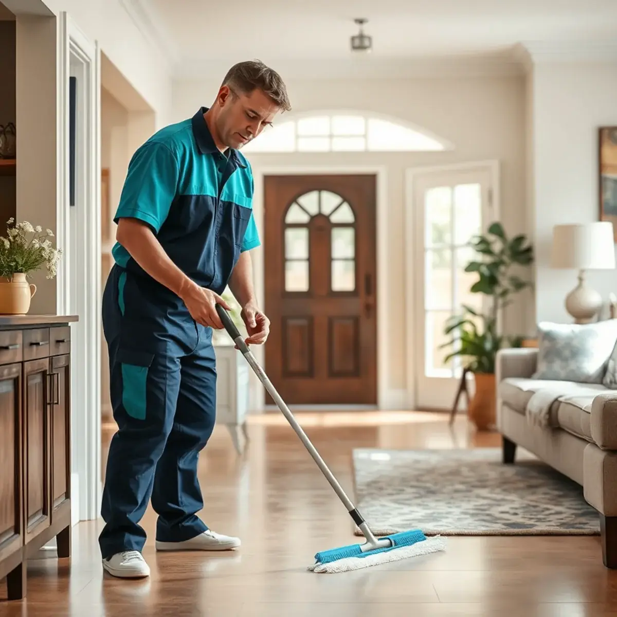 Professional cleaner working inside a Freehold, New Jersey home