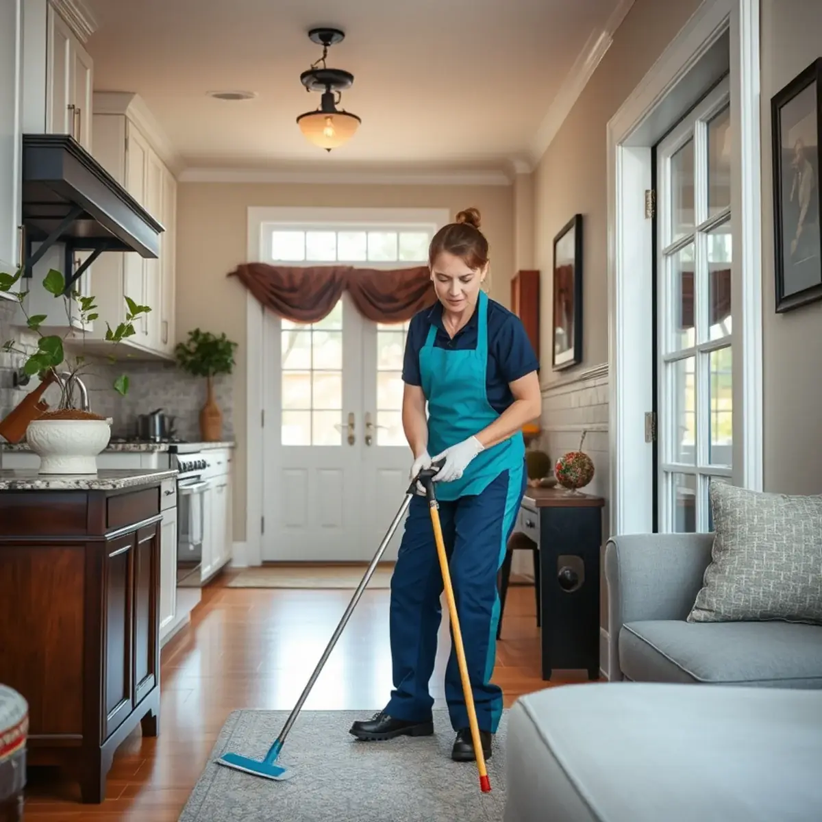 Professional cleaner working inside a Garwood, New Jersey home