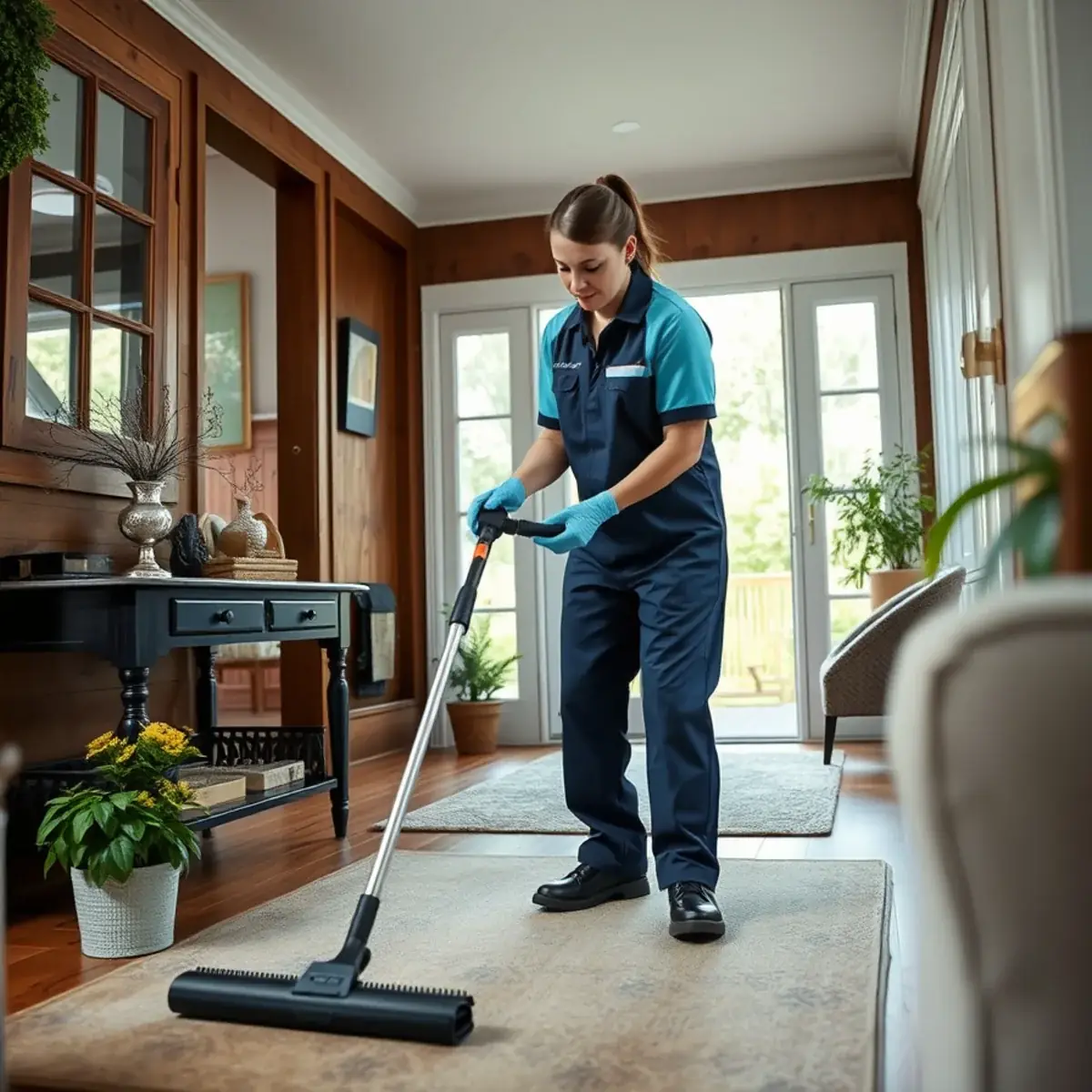 Professional cleaner working inside a Glen Gardner, New Jersey home