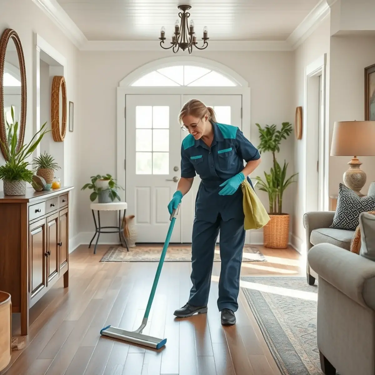 Professional cleaner working inside a Green Creek, New Jersey home