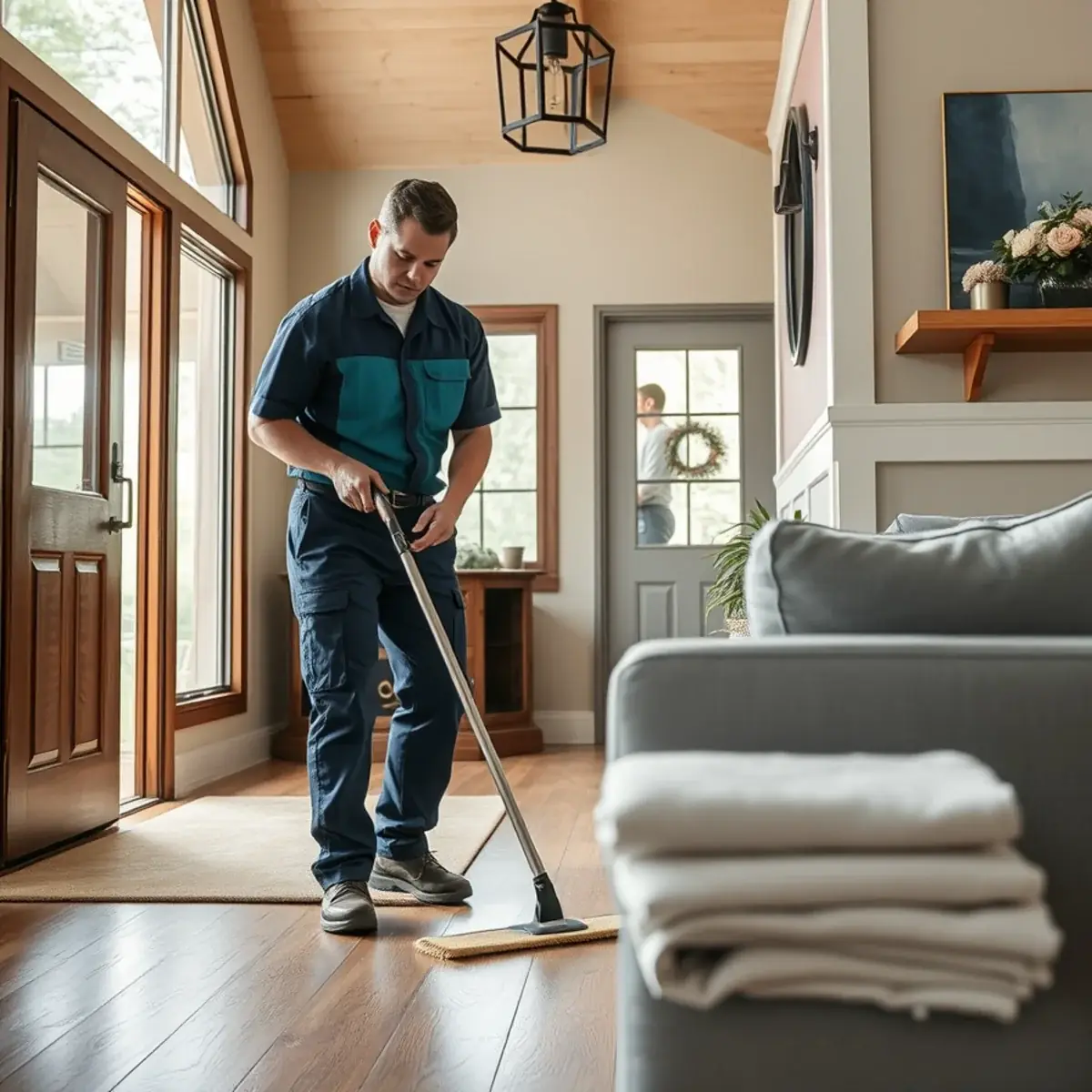 Professional cleaner working inside a Hardyston, New Jersey home
