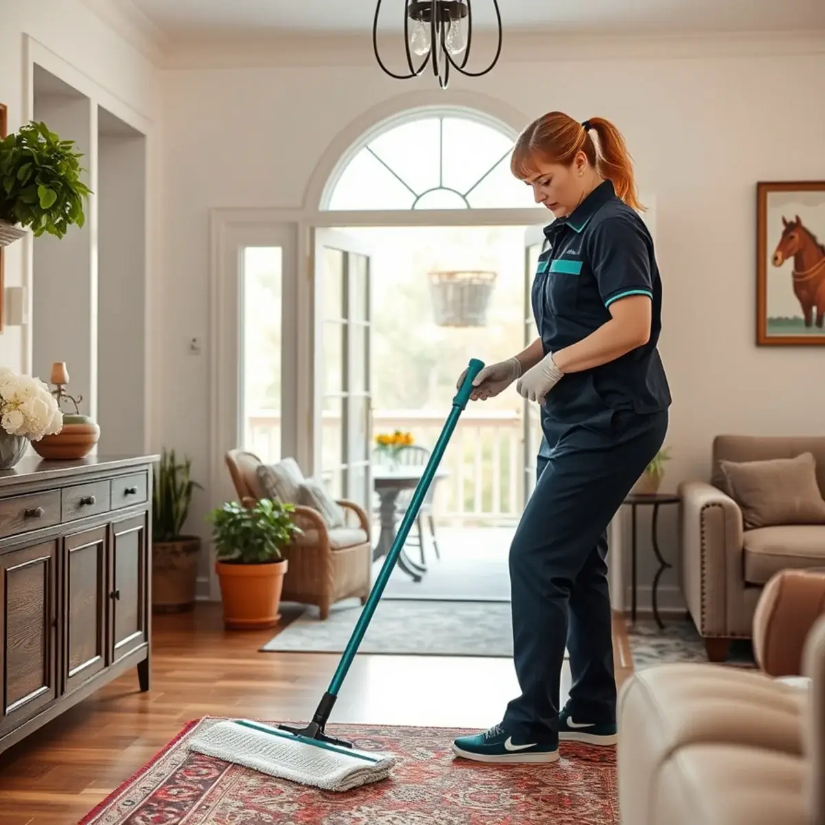 Professional cleaner working inside a Harmony, New Jersey home