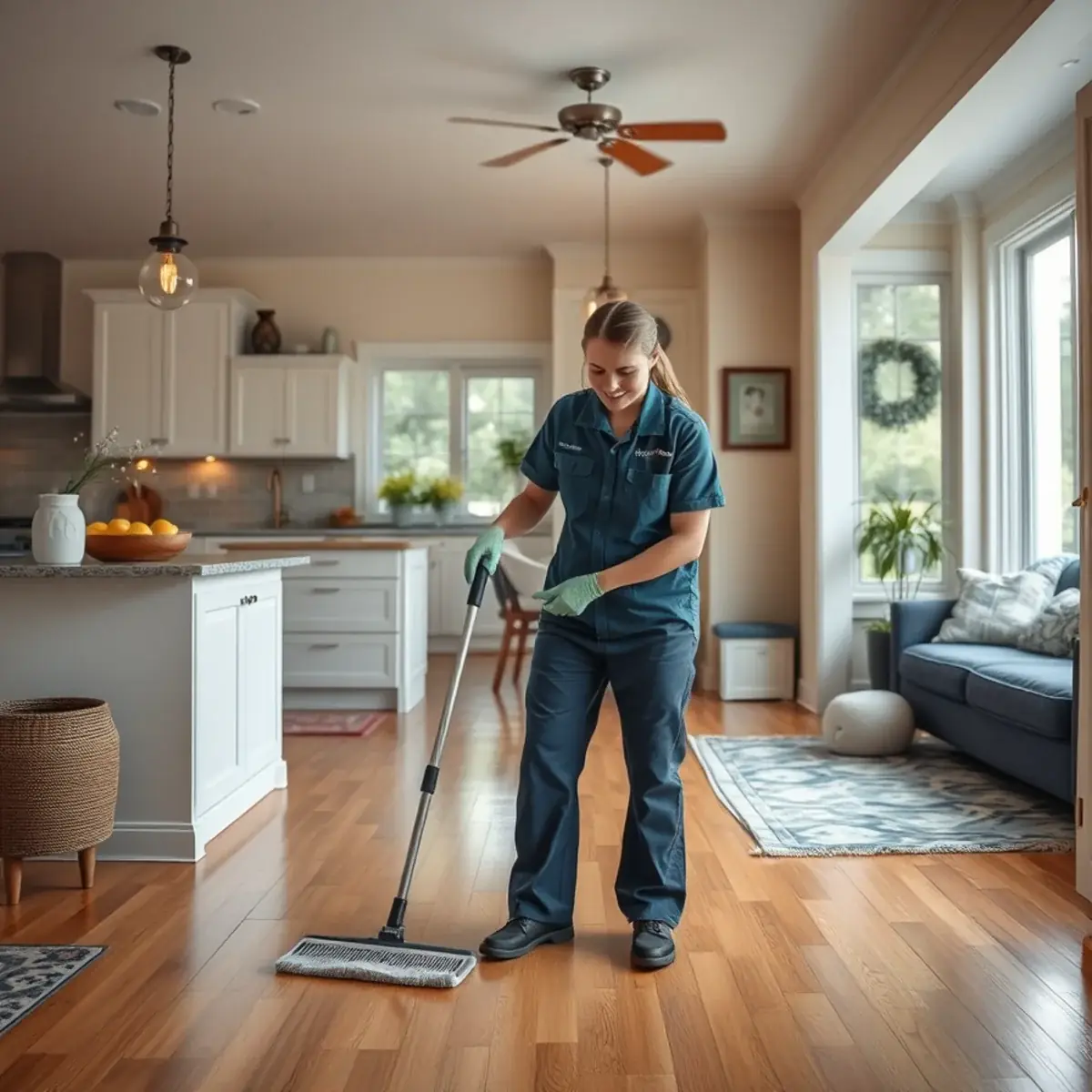 Professional cleaner working inside a Harrison Township, New Jersey home