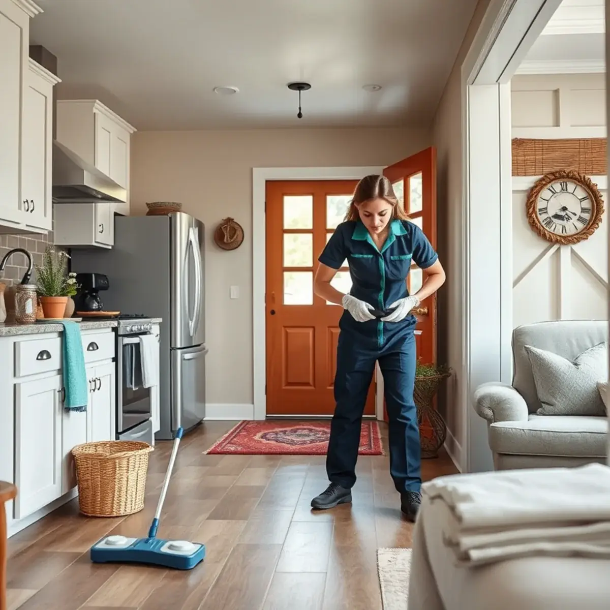 Professional cleaner working inside a Heislerville, New Jersey home