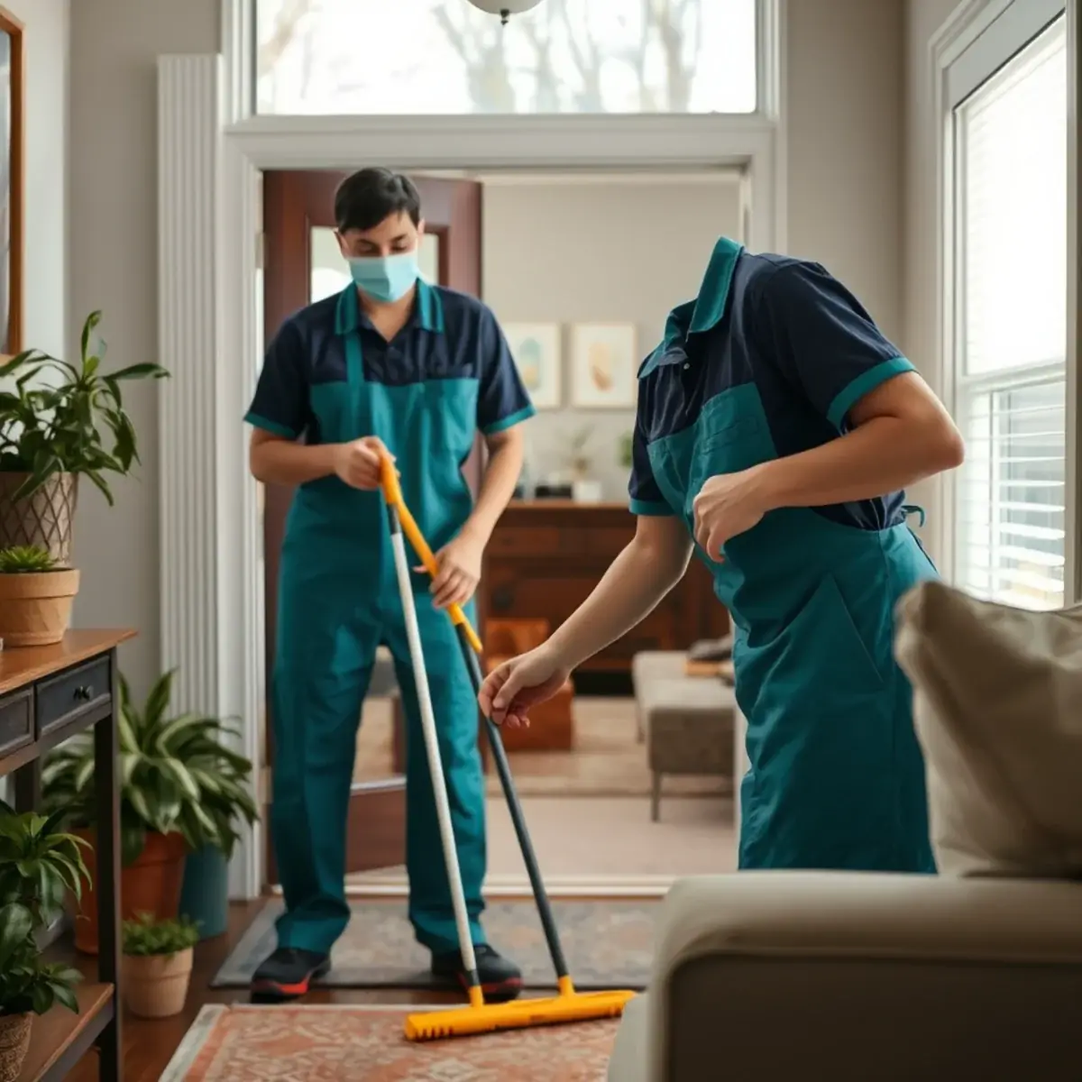 Professional cleaner working inside a Hewitt, New Jersey home