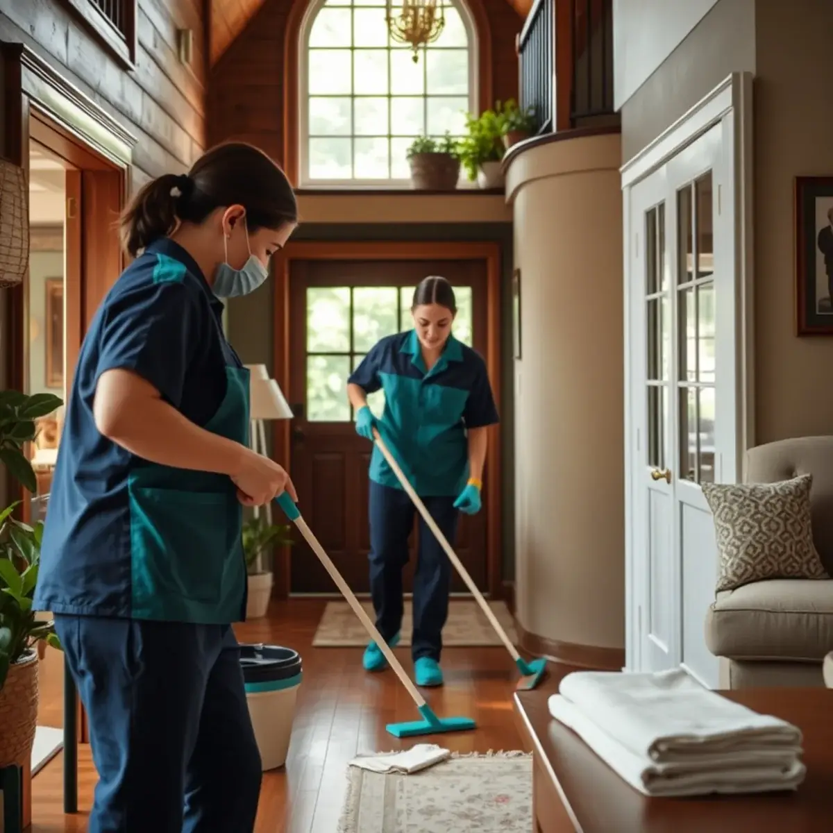 Professional cleaner working inside a High Bridge, New Jersey home