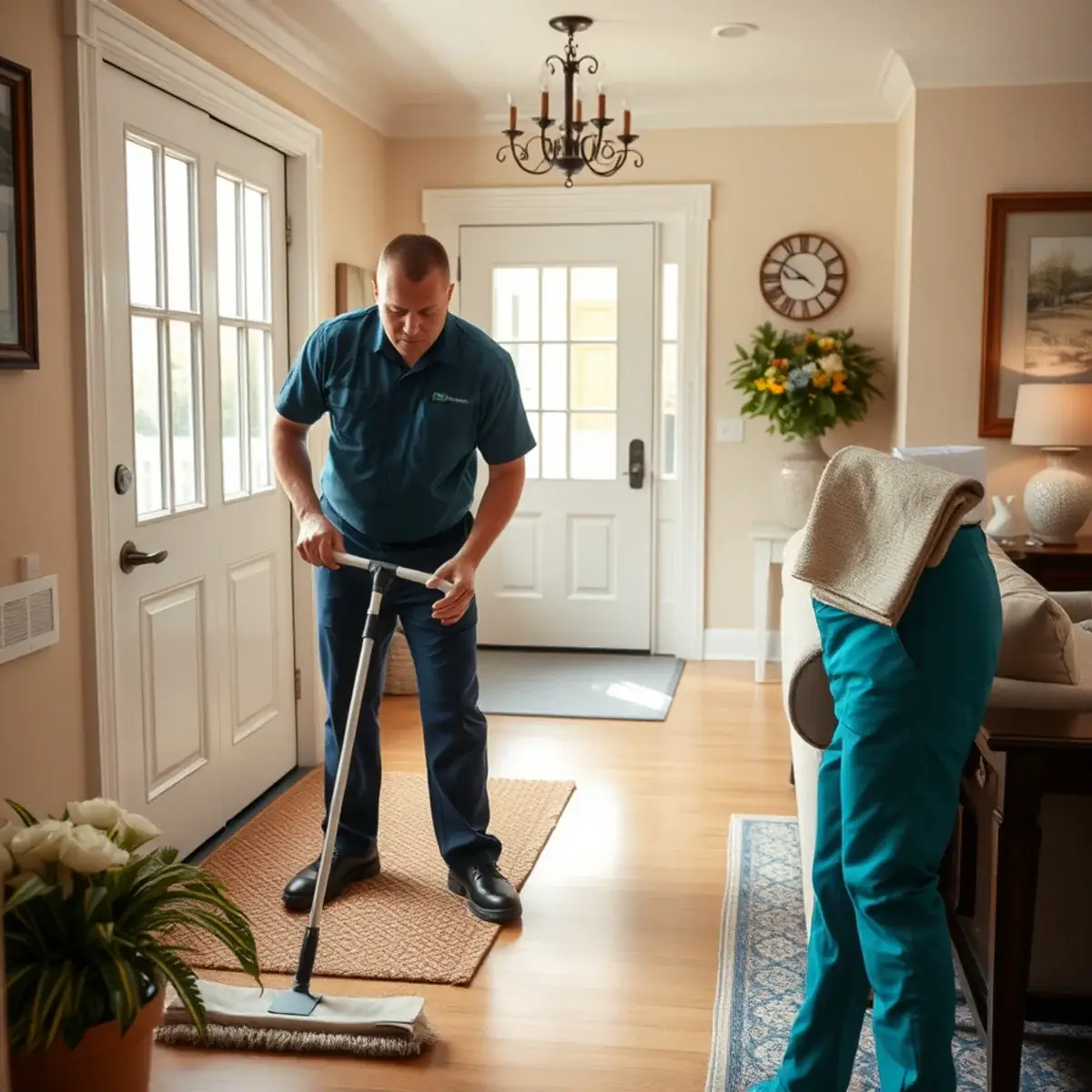 Professional cleaner working inside a Highlands, New Jersey home